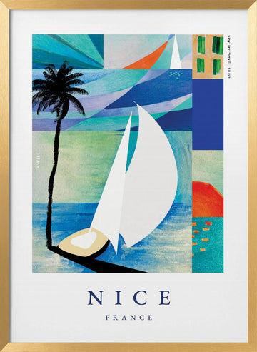 Summer Sailboat Beach | Poster - Gold Frame Interior