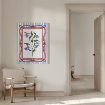 Blue Framed Botanical | Canvas - Room Interior 1