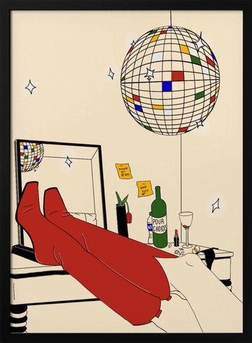 Chic Disco Night | Poster - Black Metal Frame Interior