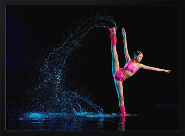 Dynamic Dance Water Splash | Poster - Black Metal Frame Interior