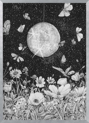 Starry Disco Garden | Poster - Silver Frame Interior