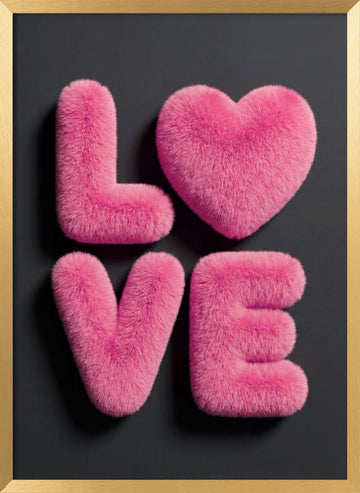 Pink Fluffy Love | Poster - Gold Frame Interior