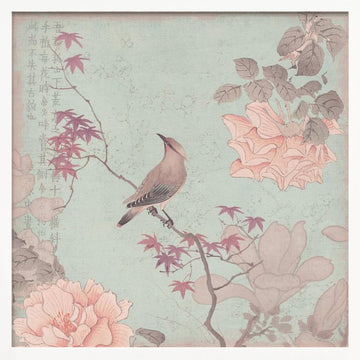 Serene Asian Bird Art | Poster - White Frame Interior