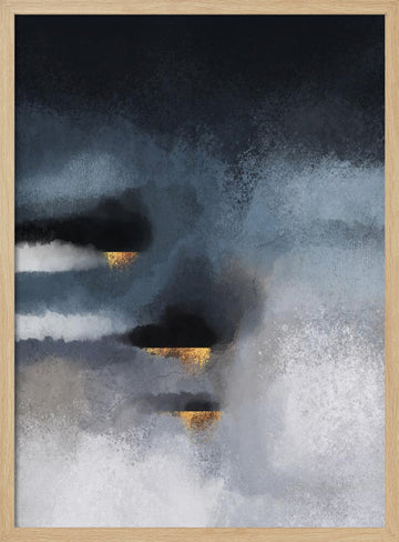 Golden Storm Abstract | Poster - Wood Frame Interior