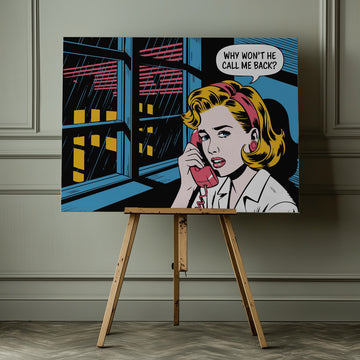 Worried Woman On Phone | Canvas - Room Interior 1
