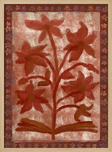 Rustic Red Flowers | Poster - Wood Frame Interior