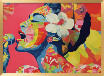 Vibrant Singer Portrait | Poster - Gold Frame Interior