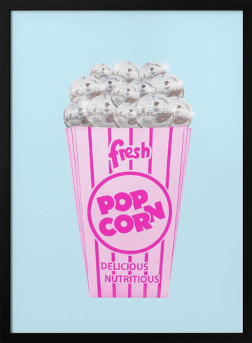 Pink Disco Popcorn | Poster - Black Metal Frame Interior