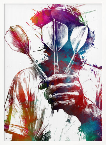 Vibrant Darts Player | Poster - White Frame Interior
