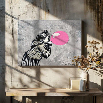 Urban Bubblegum Girl | Canvas - Room Interior 2