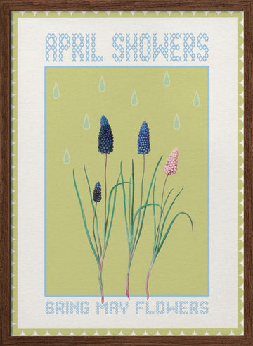 April Showers May Blooms | Poster - Walnut Frame Interior