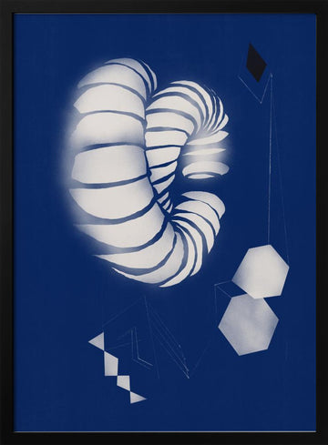 Blue Geometric Spiral | Poster - Black Metal Frame Interior