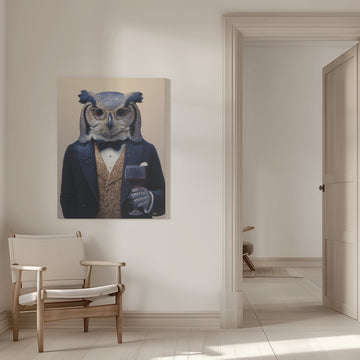 Sophisticated Owl Gentleman | Canvas - Room Interior 1