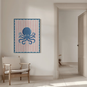 Playful Blue Octopus | Canvas - Room Interior 1