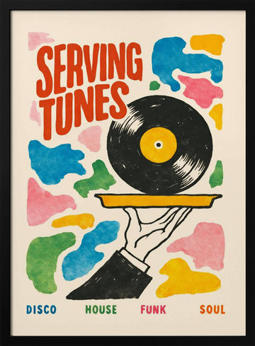 Serving Up Tunes | Poster - Black Metal Frame Interior