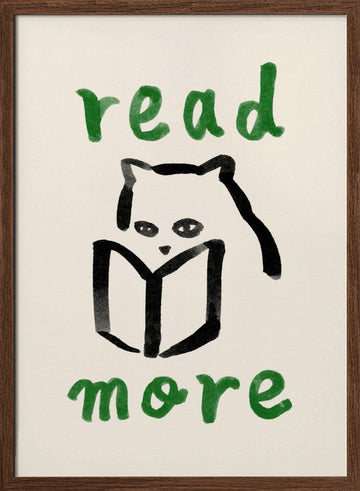 Cozy Reading Cat | Poster - Walnut Frame Interior