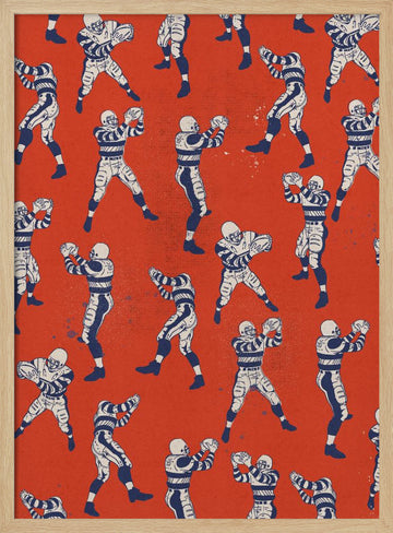 Vintage Football Players | Poster - Wood Frame Interior