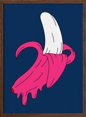 Dripping Pink Banana | Poster - Walnut Frame Interior