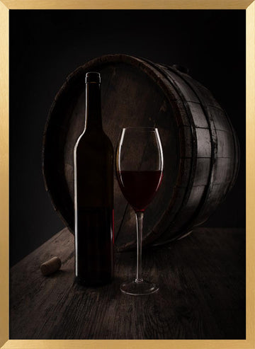 Rustic Wine and Barrel | Poster - Gold Frame Interior