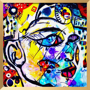 Colorful Abstract Face | Poster - Gold Frame Interior