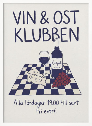 Cozy Wine Club | Poster - White Frame Interior