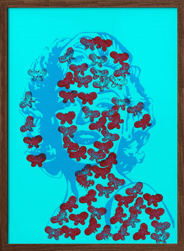 Pop Art Butterfly Woman | Poster - Walnut Frame Interior