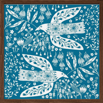Peaceful Floral Flight | Poster - Walnut Frame Interior