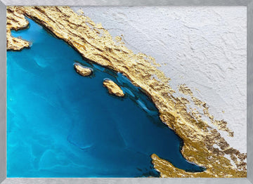 Golden Coastal Abstract | Poster - Silver Frame Interior
