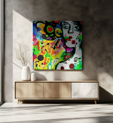 Vibrant Abstract Face | Canvas - Room Interior 2