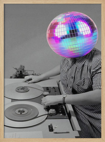Disco Ball Operator | Poster - Wood Frame Interior
