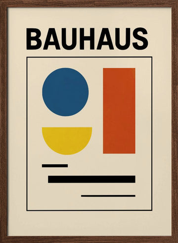 Bauhaus Geometric Shapes | Poster - Walnut Frame Interior