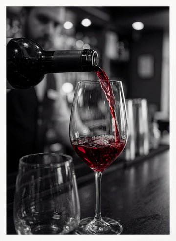 Red Wine Bar Pour | Poster - White Frame Interior