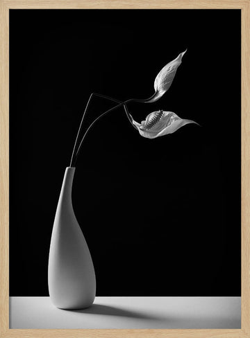 Graceful Peace Lilies Vase | Poster - Wood Frame Interior