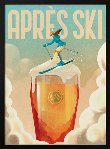 Après Ski Beer Fun | Poster - Black Metal Frame Interior