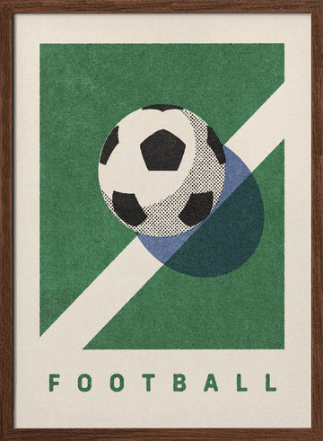Classic Football Field | Poster - Walnut Frame Interior