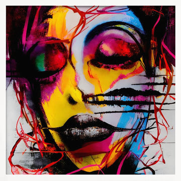 Vibrant Abstract Woman | Poster - White Frame Interior