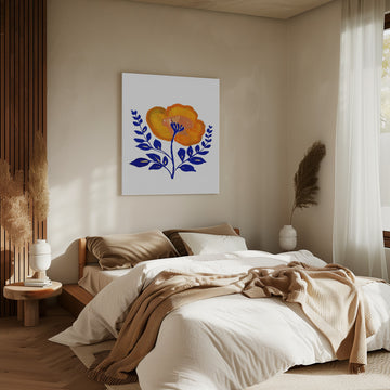 Vibrant Folk Flower | Canvas - Room Interior 2
