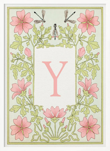 Elegant Floral Y Initial | Poster - White Frame Interior