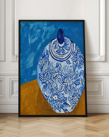 Elegant Blue Floral Jar | Poster - Room Interior 1
