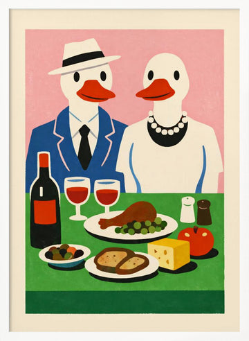 Ducks Dinner Date | Poster - White Frame Interior