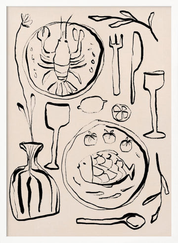 Restaurantstilllife | Poster - White Frame Interior