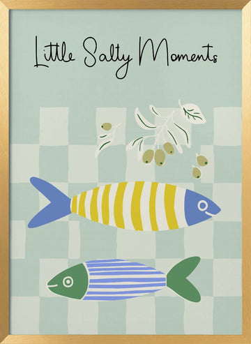 Striped Fish and Olives | Poster - Gold Frame Interior