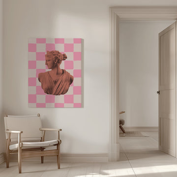 Pink Checkerboard Goddess | Canvas - Room Interior 1