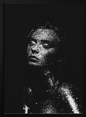 Glittering Woman Portrait | Poster - Black Metal Frame Interior