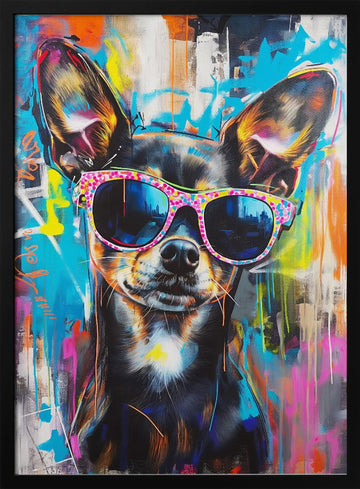 Chihuahua in City Shades | Poster - Black Metal Frame Interior
