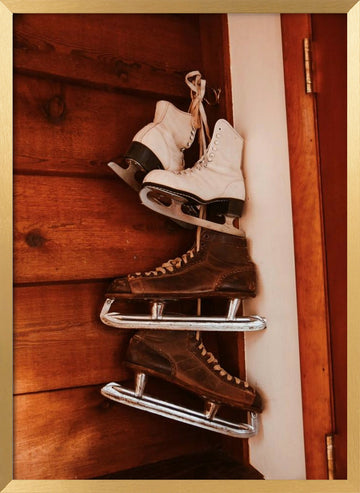 Rustic Ice Skates Display | Poster - Gold Frame Interior
