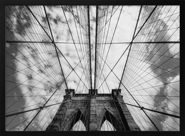 Brooklyn Bridge Upward View | Poster - Black Metal Frame Interior