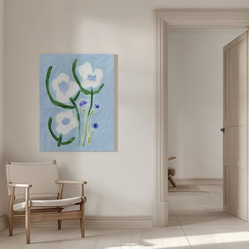 Blue Pastel Flowers | Canvas - Room Interior 1