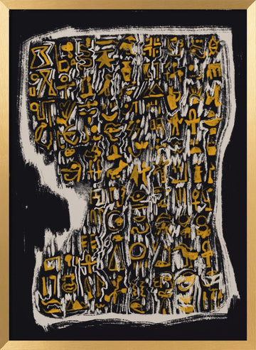 Golden Hieroglyphic Head | Poster - Gold Frame Interior