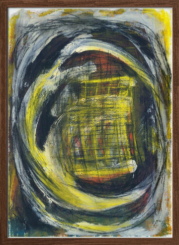 Energetic Yellow Vortex | Poster - Walnut Frame Interior